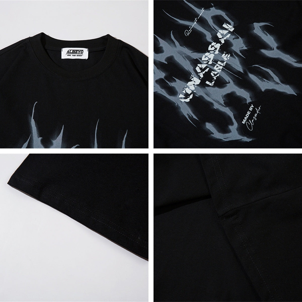 Harajuku Style Flame Letter Print Oversized T-Shirt