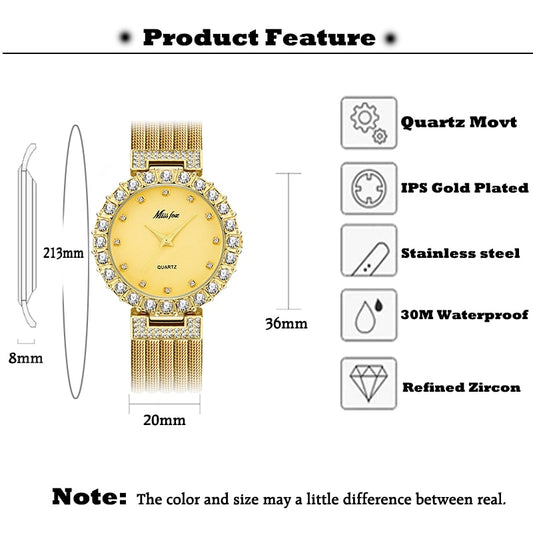 Luxury Diamond Women’s Watch - Waterproof Bracelet Style