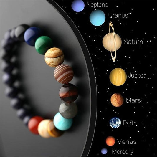 Lovers Eight Planets Natural Stone Bracelet - Galaxy Chakra