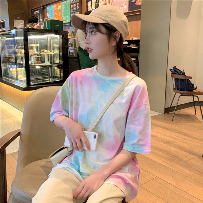 Casual Vintage Rainbow Faded Short Sleeve T-Shirt