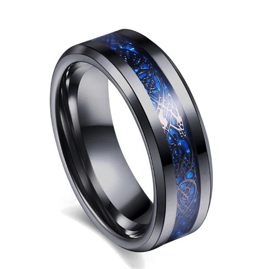 Harajuku Charm Couple Ring Set - Stainless Steel with Blue Zircon