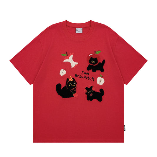 Playful Apple Head Short-Sleeved T-Shirt for Men