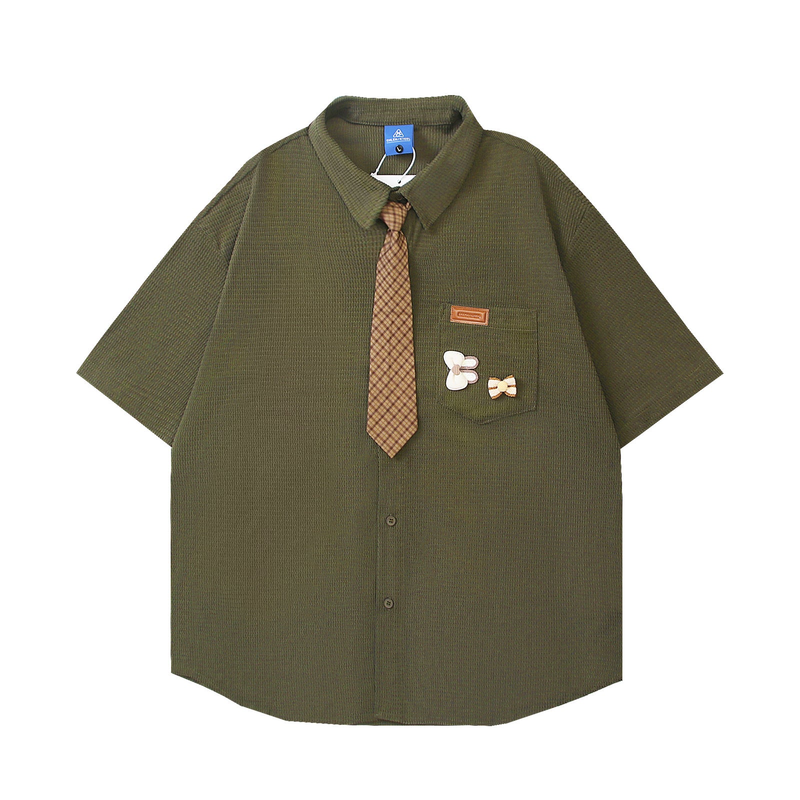 Retro Cartoon Embroidery Casual Shirt for Men