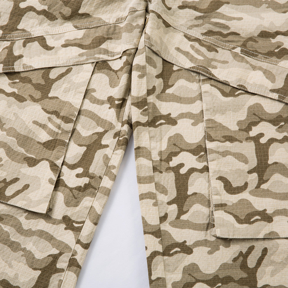 Retro Camouflage Wide-Leg Flare Pants for Men