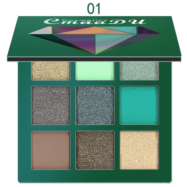 9 Color Diamond Bright Eye Shadow Palette - Matte & Shimmer