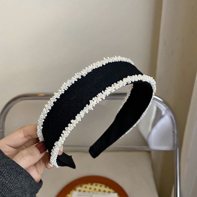 Black And White Plaid Woven Headband