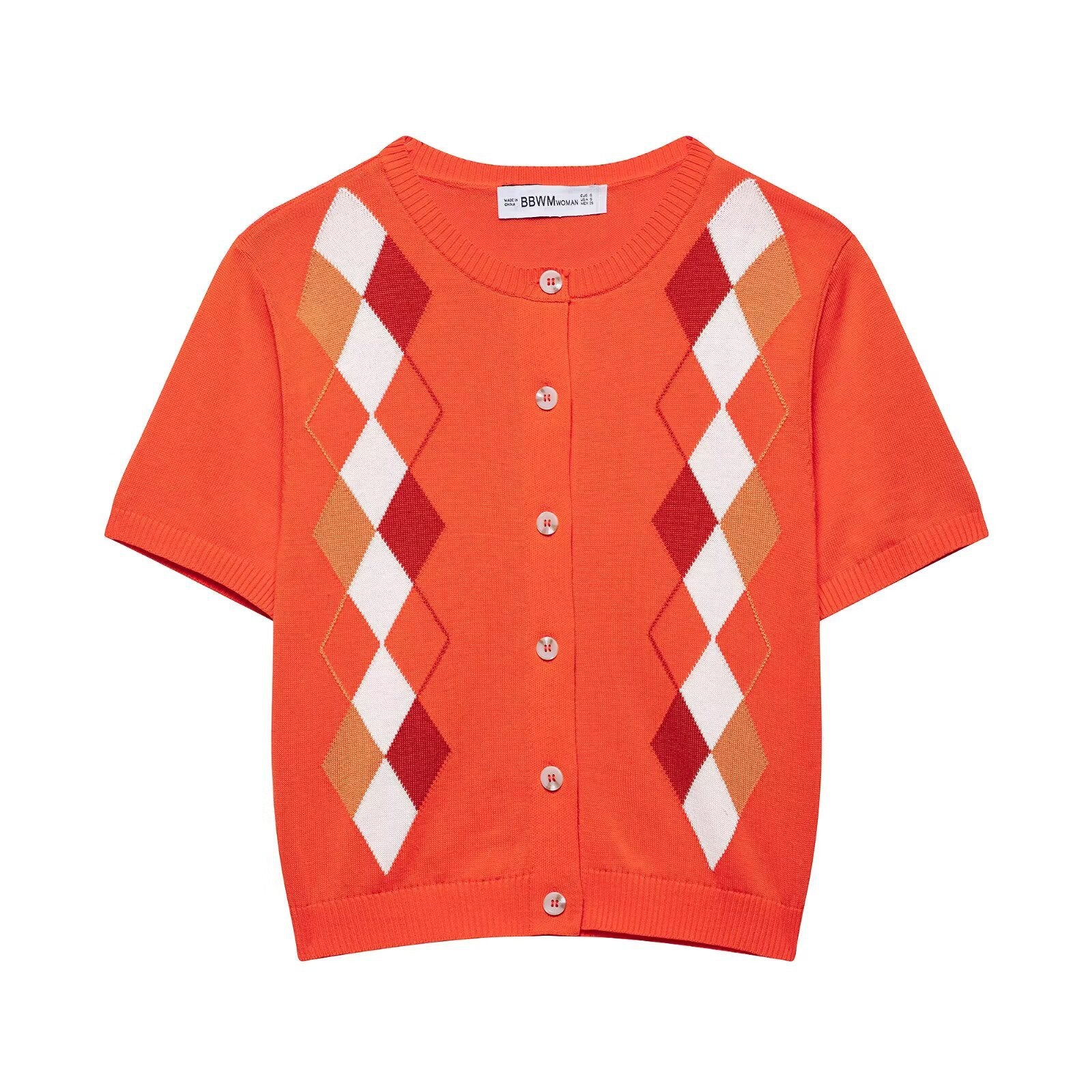 Playful Plaid Contrasting Short Sleeved Cardigan Top
