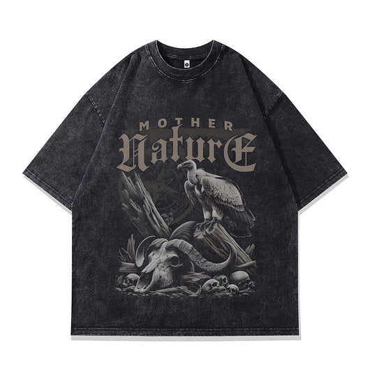 Retro Dark Print Men's Tee - Harajuku Style Short Sleeve