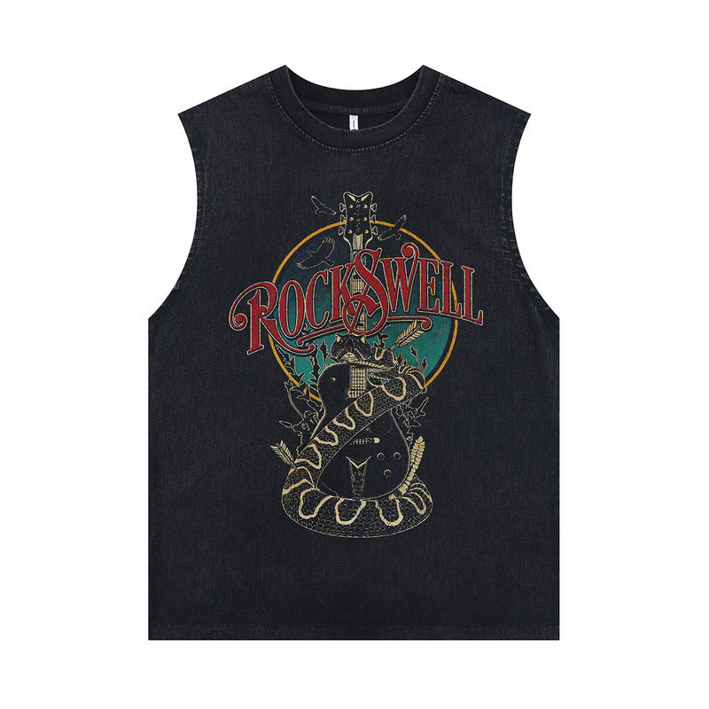 Dark Flame Print Oversized Sleeveless Tank Top