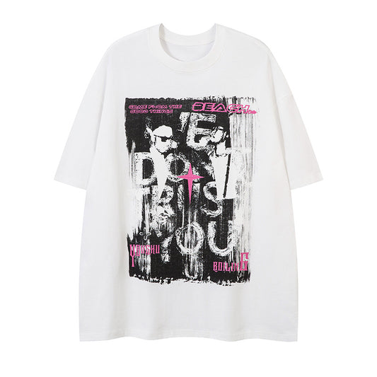 Harajuku Style Letter Print Short Sleeve Tee for Couples