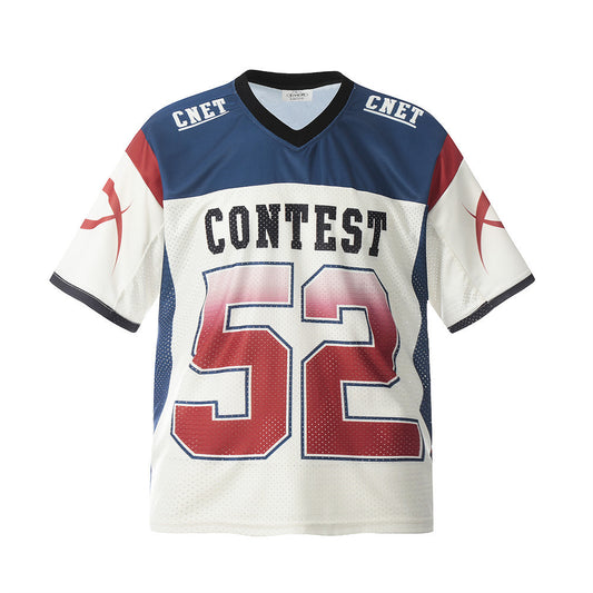 Color Block Sports Ball Jersey Men's T-Shirt