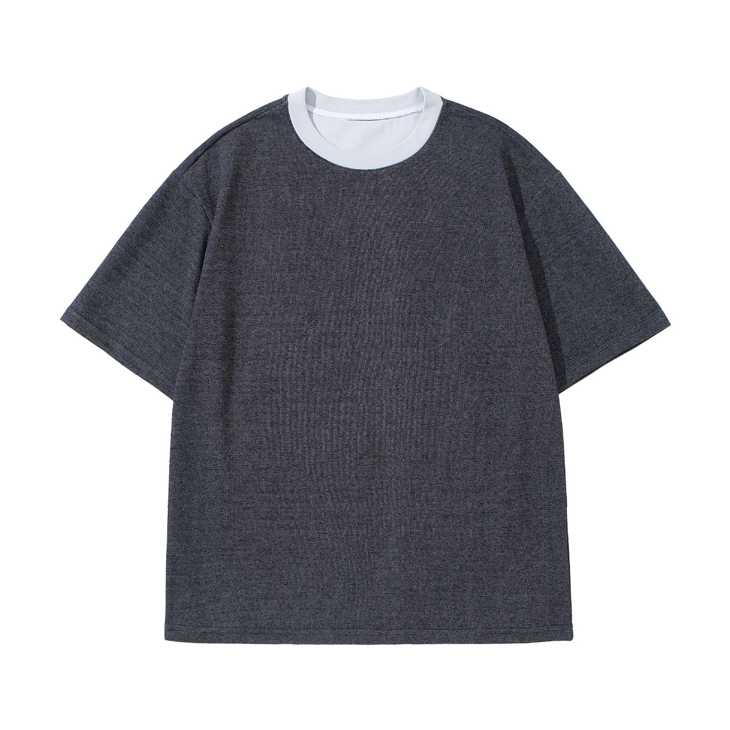 Color Blocked Round Neck T-Shirt for Men and Women with Loose Short Sleeves