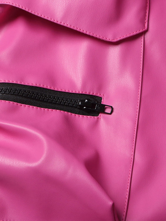 Autumn 2023 High-Waisted PU Leather Long Pants