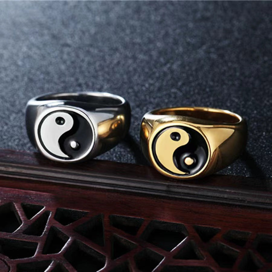 Harajuku Style Yin Yang Titanium Steel Ring