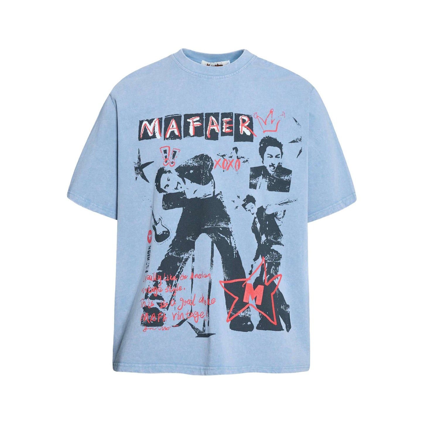 Portrait Distressed Printed Short-Sleeved Shirt — Harajuku Street Style Tee
