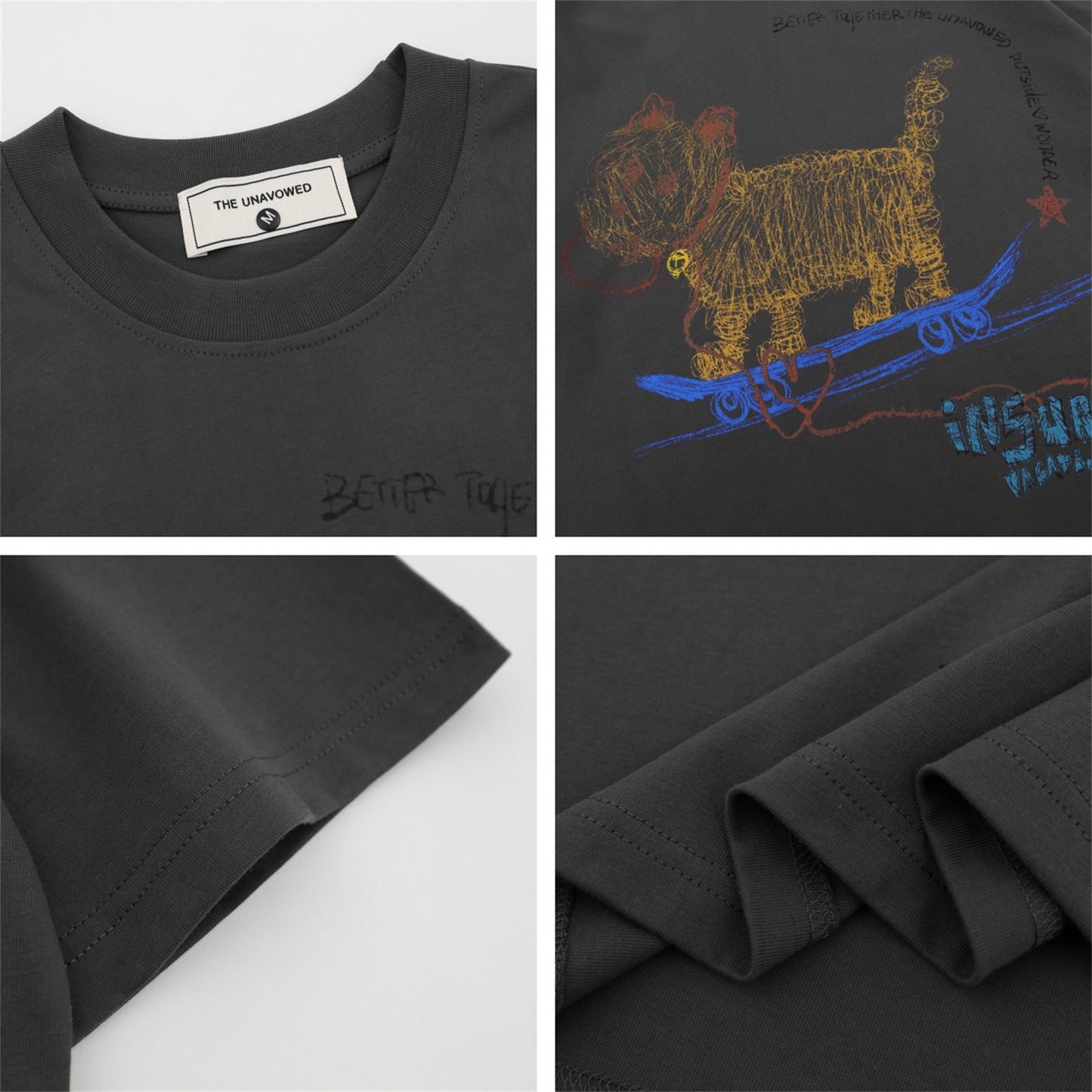 Playful Hand Drawn Dog Print T-Shirt