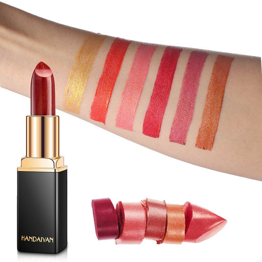 Shiny Metallic Pearlescent Color Change Lipstick - Gold