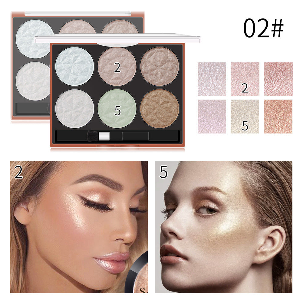 6-Color Highlighter Pearl Makeup Finishing Touch