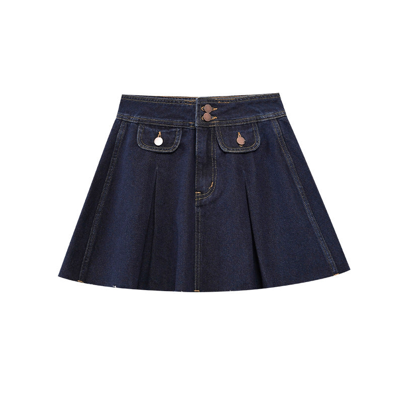 Retro Fluffy Denim Mini Skirt
