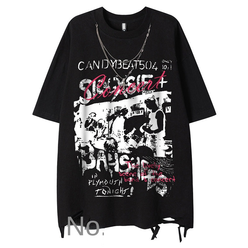 Letter Print Short Sleeve Loose Couple T-Shirt Men