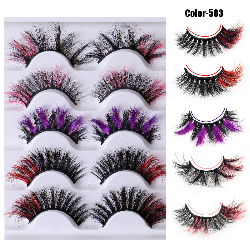Colorful 8D Fluffy Multi-Layer Mink Eyelashes - 5 Pairs