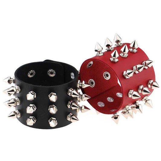 Punk Gothic Spiked Leather Cuff Bracelet