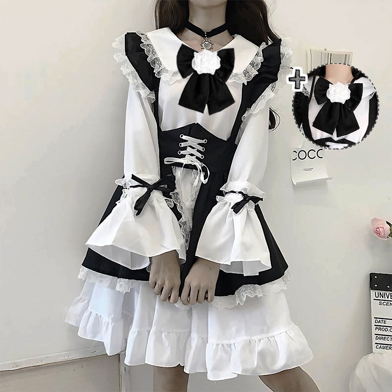 Cute Black and White Lolita Maid Dress