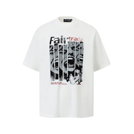 Funny Character Print Loose Fit Cotton Tee for Men