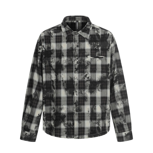 Post-Apocalyptic Tie-Dye Plaid Long Sleeve Shirt