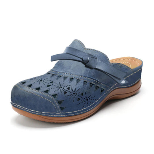 Large Size Women's Bow Hollow Toe Cap Flat Sandals