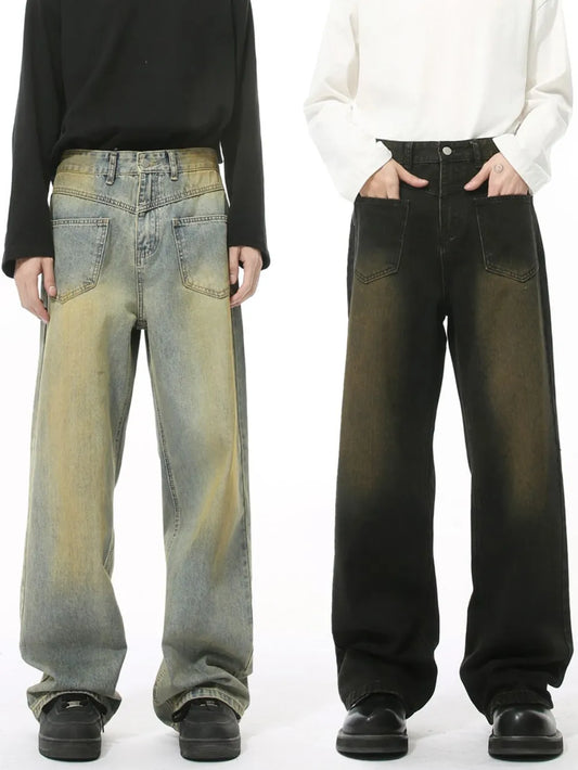 Men's Distressed Backward Jeans - Harajuku Style