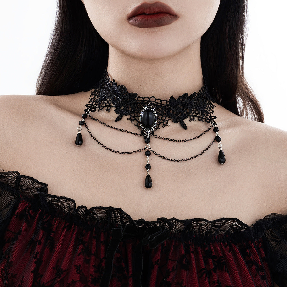 Harajuku Style Black Lace Collarbone Chain Necklace