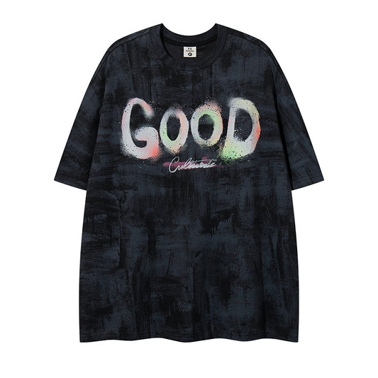 Unique Design Letter Print Crew Neck T-Shirt