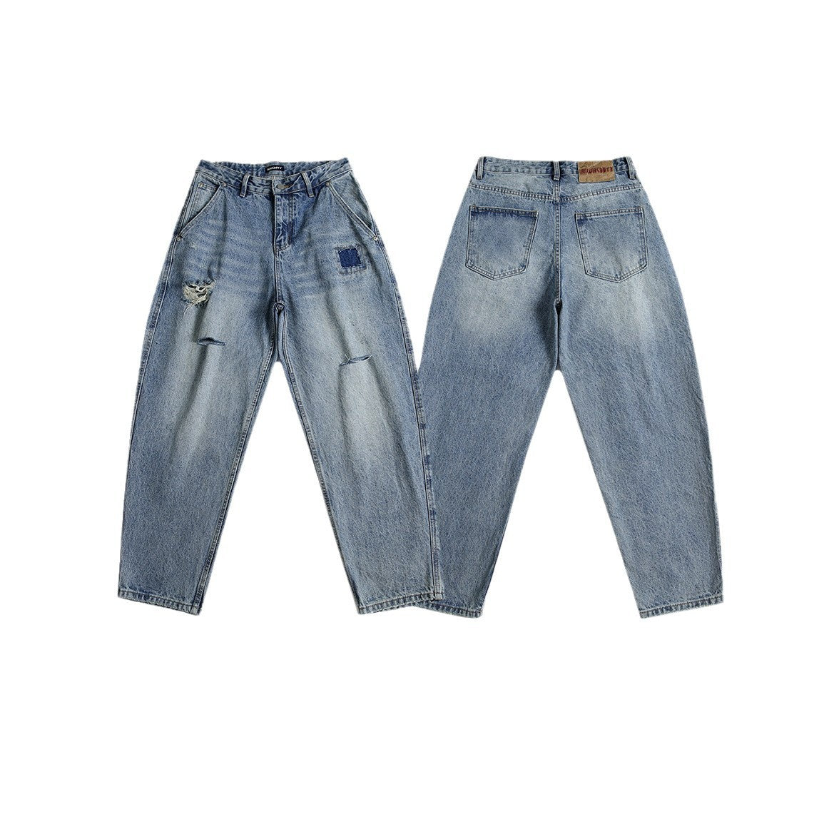 Harajuku Style Ripped Patch Jeans for Men