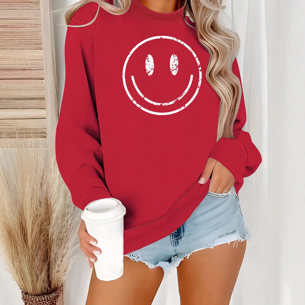 Cartoon Smiley Face Printed Hoodie for Harajuku Style