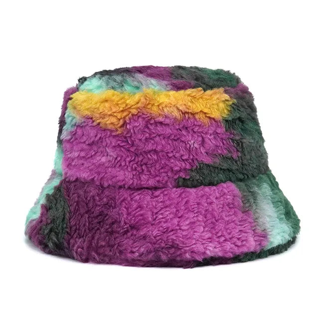 Harajuku Style Zebra Print Faux Fur Panama Bucket Hat