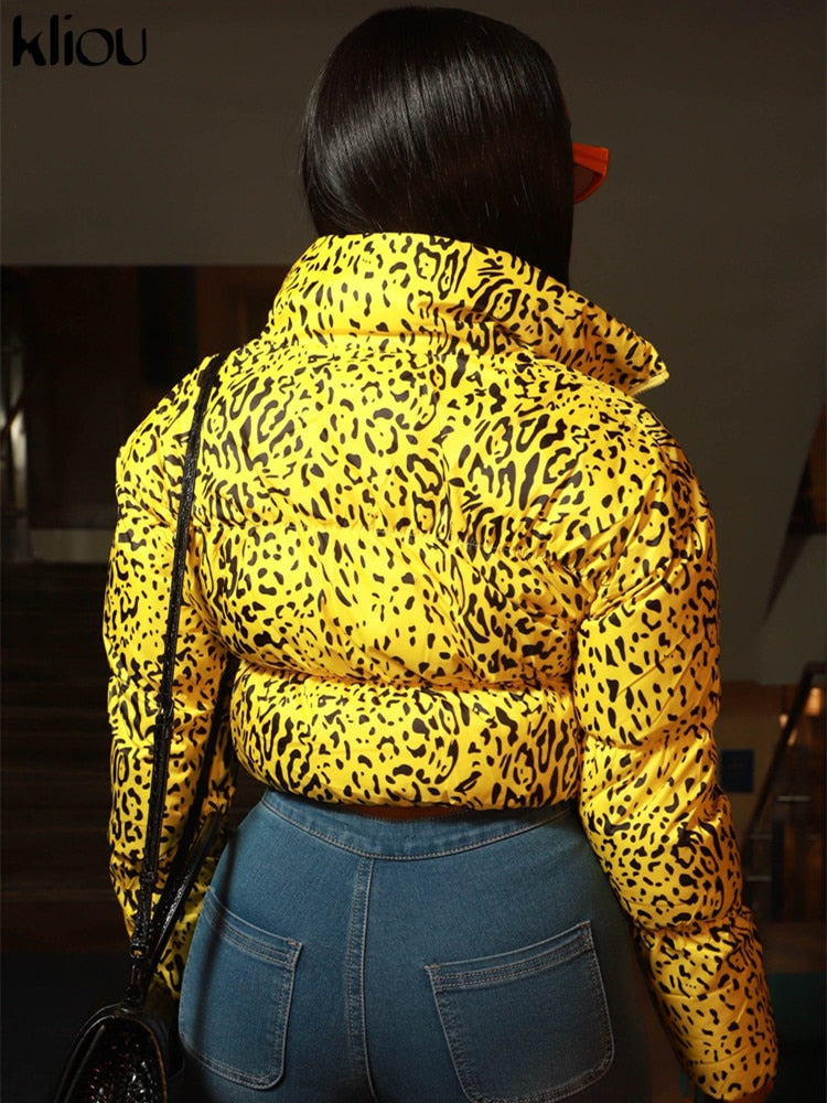 Harajuku Style Leopard Print Heavy Coat for Women
