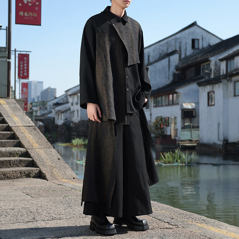 Harajuku Style Tie Dye Irregular Splicing Shirt & Pants Set