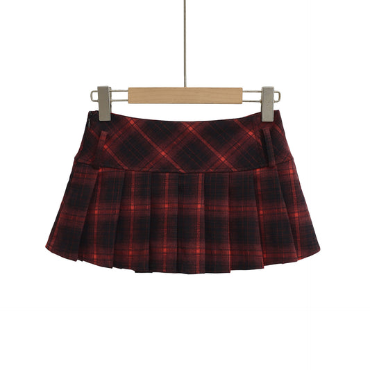 Checkered Pleated A-Line Skirt