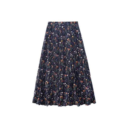 Retro Floral High Waisted Skirt for Women