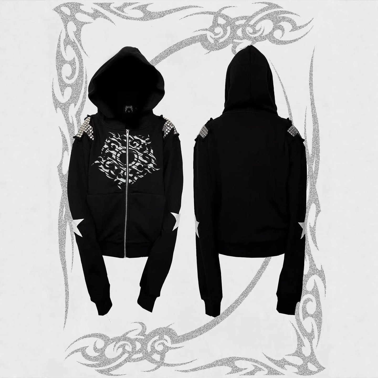 Printed Hooded Zipper Cardigan Hoodie