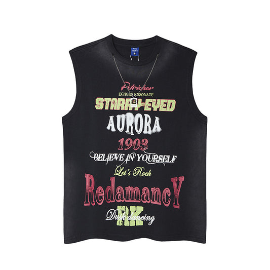 Harajuku Style Graffiti Letter Print Unique Design Tank Top