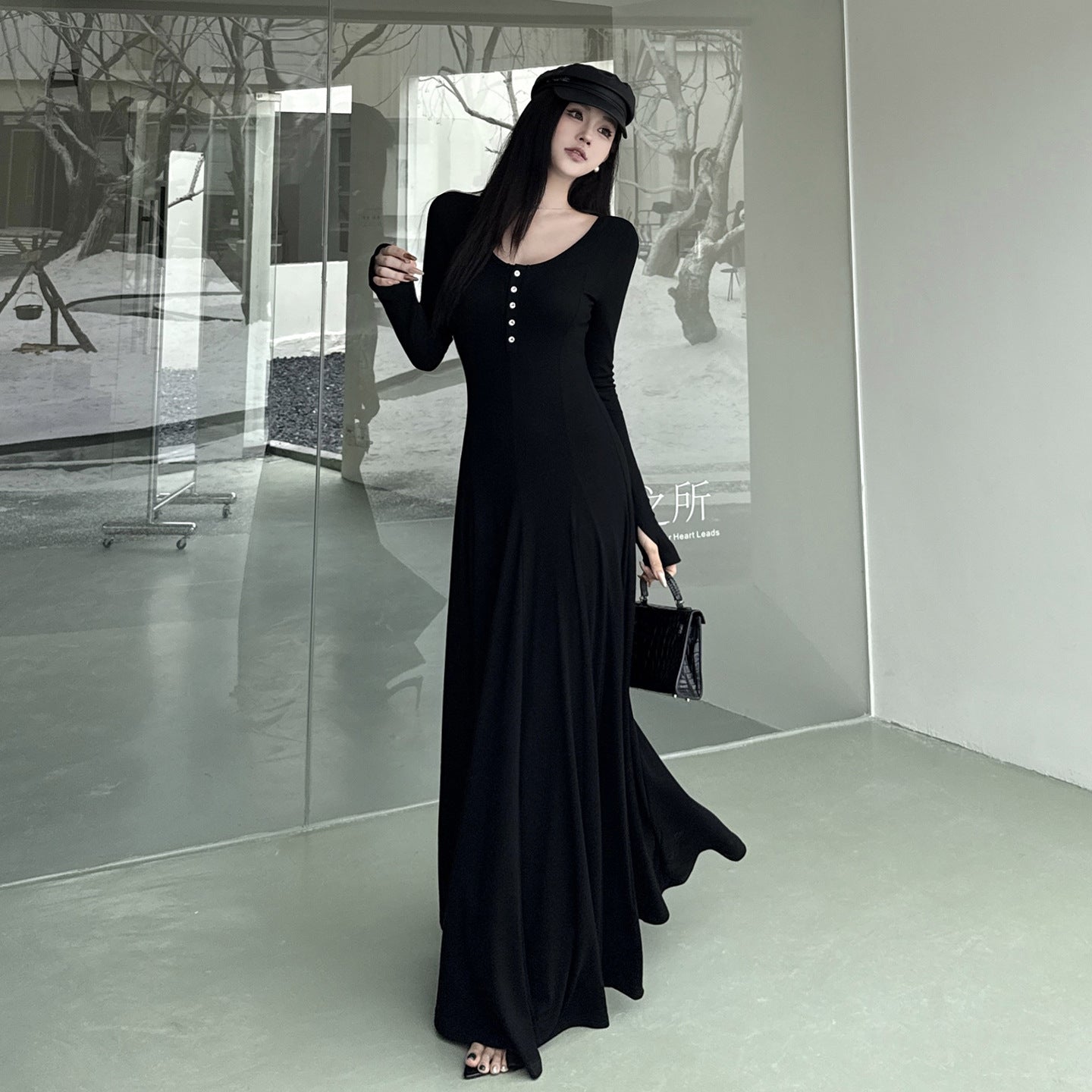 Casual Long-Sleeved Dress with A-List Style