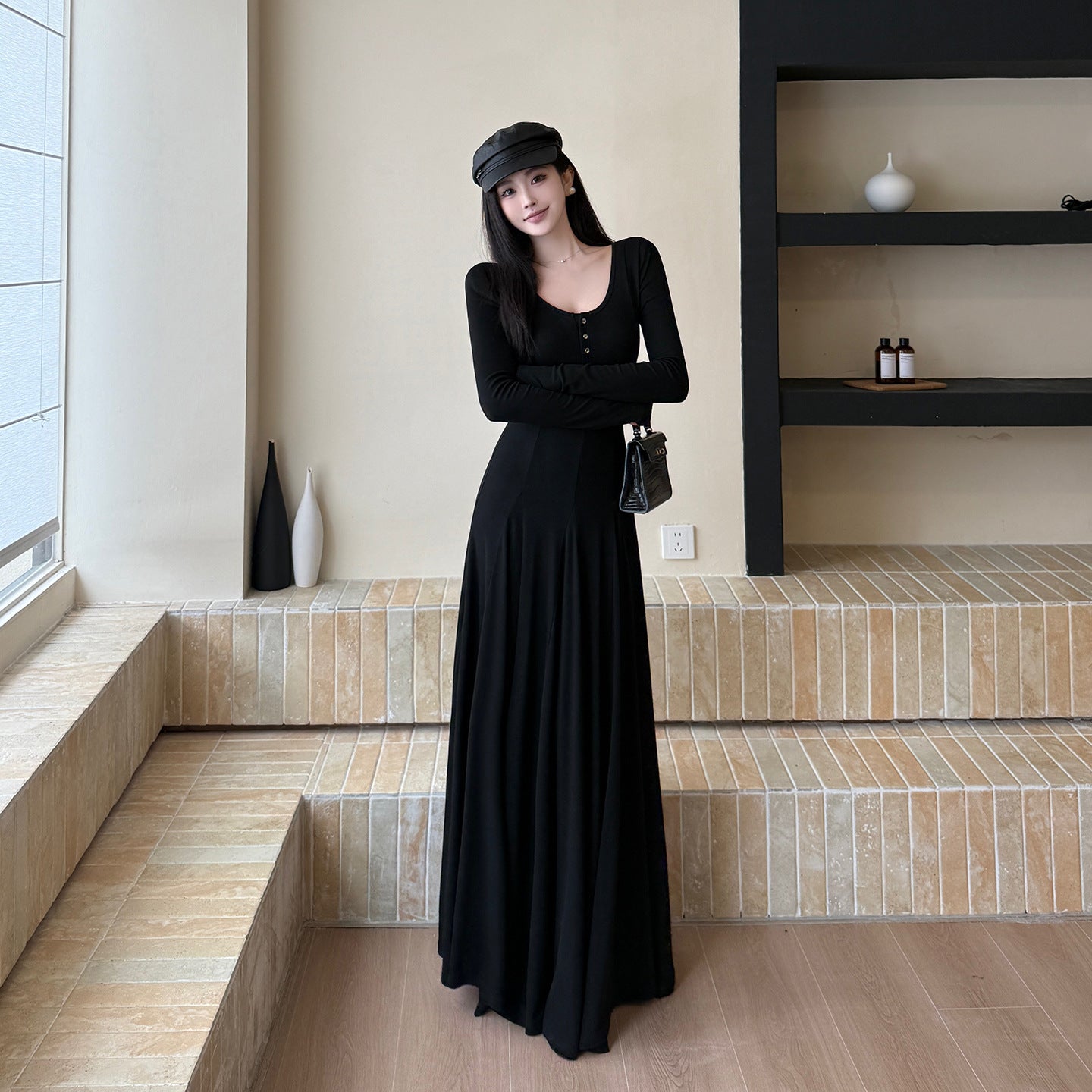 Casual Long-Sleeved Dress with A-List Style