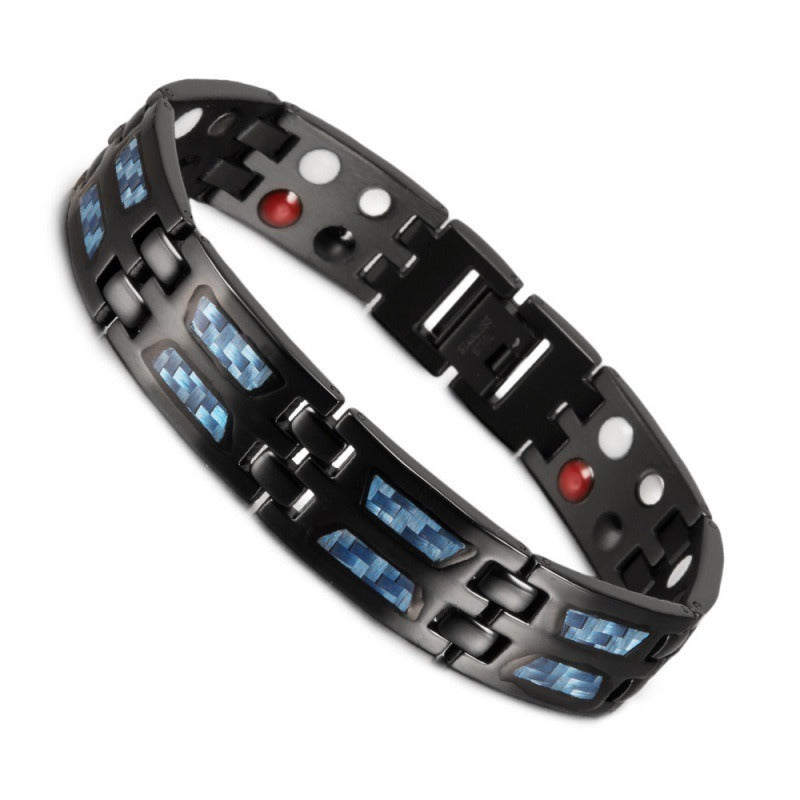 Bold Carbon Fiber Wide Magnet Bracelet for Men