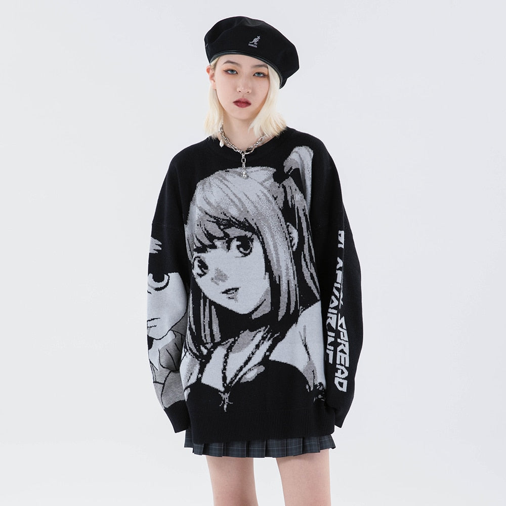Knitted Harajuku Oversized Sweater - Gothic Fashion Japanese Kawaii