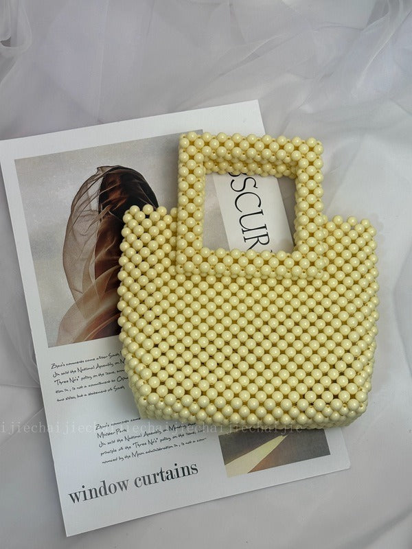 Handmade Green Acrylic Tote Bag with Beads - Harajuku Style