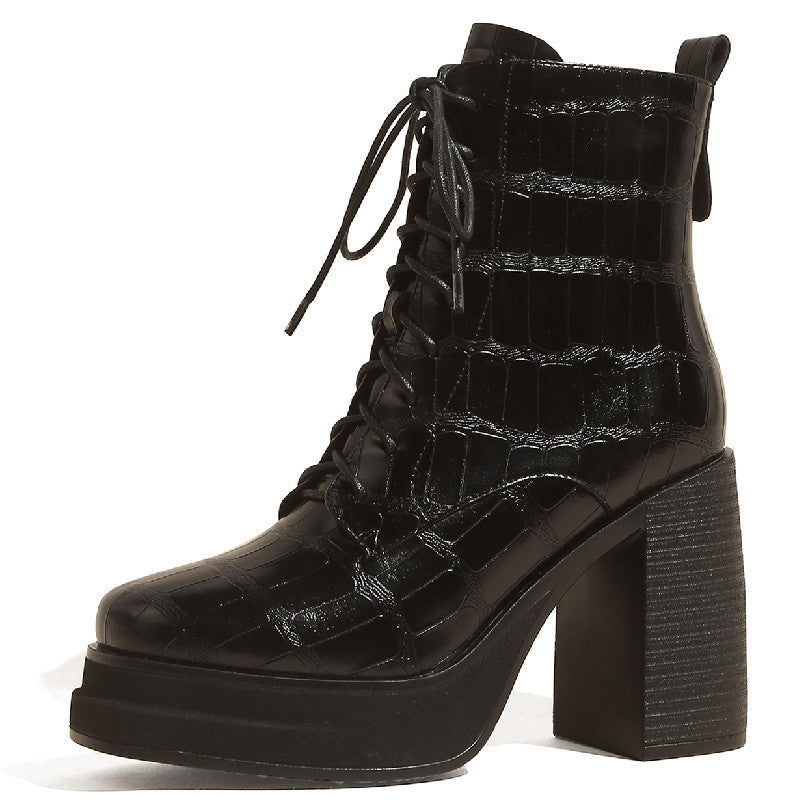Women Ankle Boots Retro Fashion Office Chunky Heels