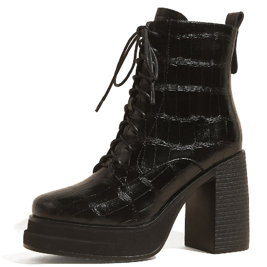 Women Ankle Boots Retro Fashion Office Chunky Heels
