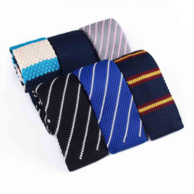 Twill Knitted Tie - Men's Stripe Contrast Tie